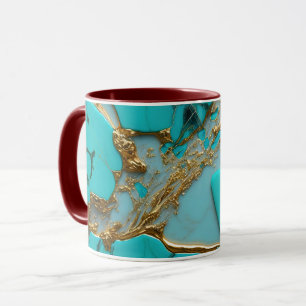 Caneca Mármore Turquesa com Veias Douradas