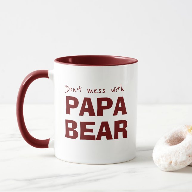 Caneca Maroon Papa Urso Pai Mínimo Típica Mug (Com Donut)