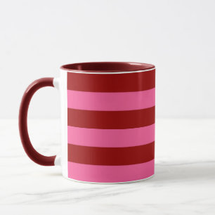 Caneca Maroon Red Pink Stripes Design