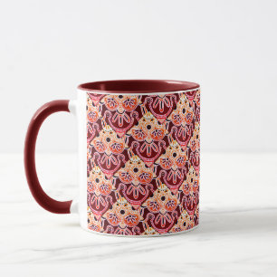 Caneca Maroon tribal, branco e cãibra