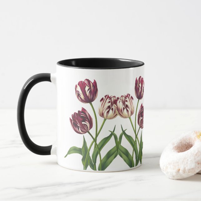 Caneca Maroon Tulips (Com Donut)