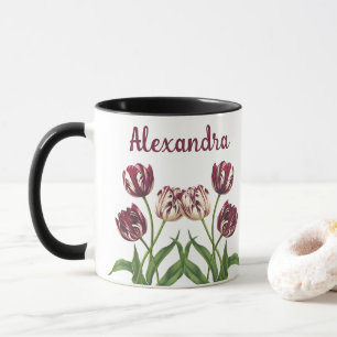 Caneca Maroon Tulips Com Nome Mug