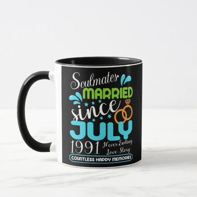 Caneca Married Since July 1991 31st Wedding Anniversary  (Esquerda)