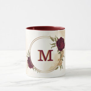 Caneca Marrom verde bege dourado botânico