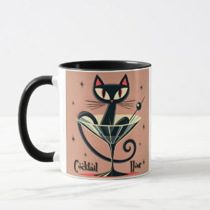 Caneca Martini de Gato Preto da Era Espacial Futurística