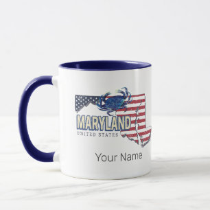 Caneca Maryland Estados Unidos - Retro State Map Vintage 