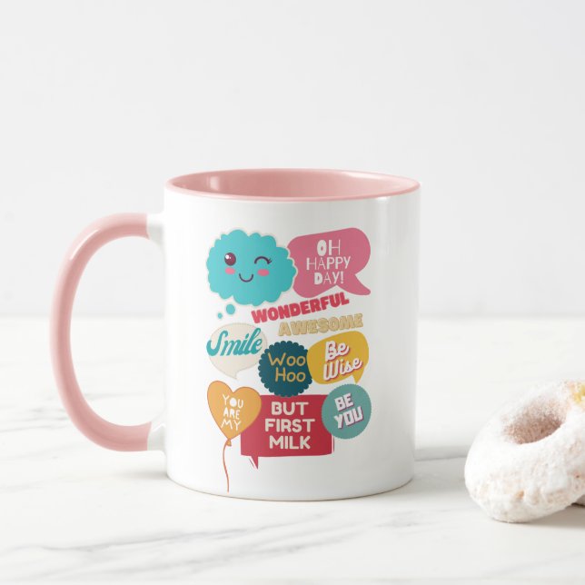 Caneca Mas Primeira Conversação Legal Leite Ditos De Bolh (Com Donut)