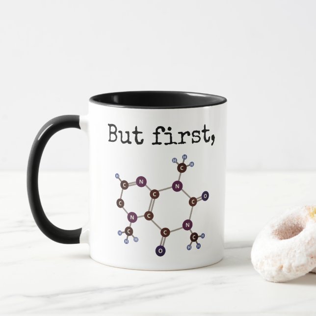 Caneca "Mas primeiramente,"… Estrutura molecular da (Com Donut)