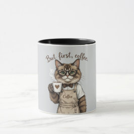 Caneca Mas Primeiro, Gato Café