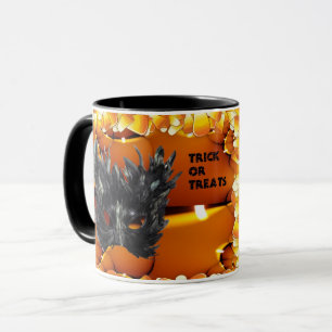 Caneca Máscara assustadora de Halloween preto