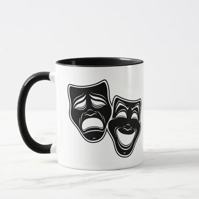Caneca Máscaras de Comédia e Tragédia em Preto e Branco I (Esquerda)