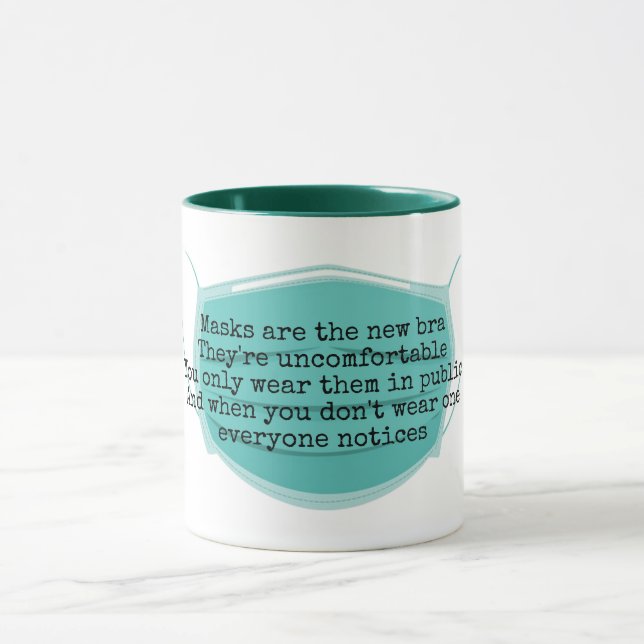 Caneca Máscaras são a nova piada verde do sutiã (Centro)