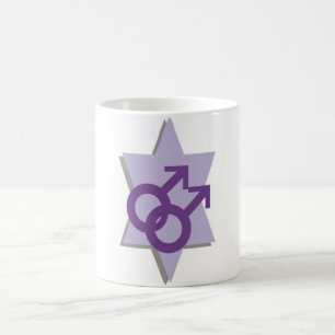 Caneca masculina alegre judaica da estrela roxa