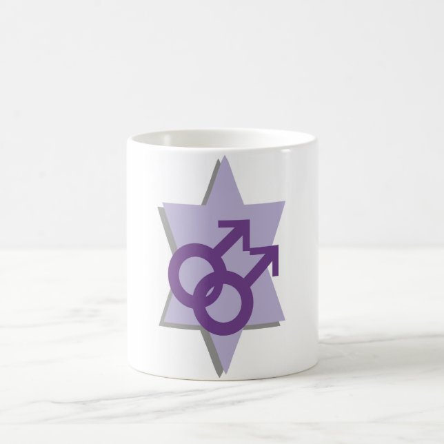 Caneca masculina alegre judaica da estrela roxa (Centro)