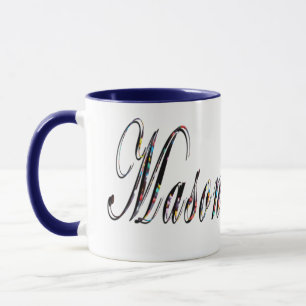 Caneca Mason, Name, Logo, Blue Combo Coffee Mug.