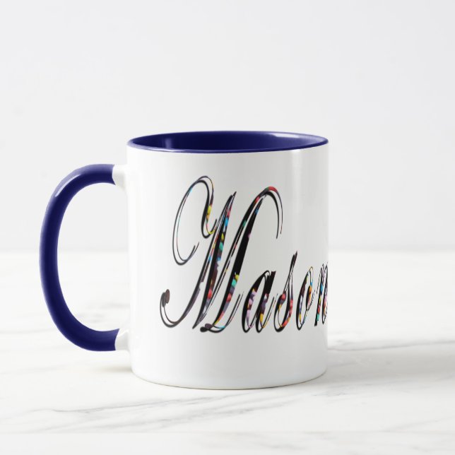 Caneca Mason, Name, Logo, Blue Combo Coffee Mug. (Esquerda)