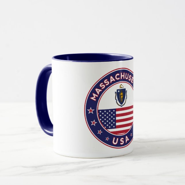 Caneca Massachusetts, adesivo de Massachusetts, capa de t (Frente Esquerda)