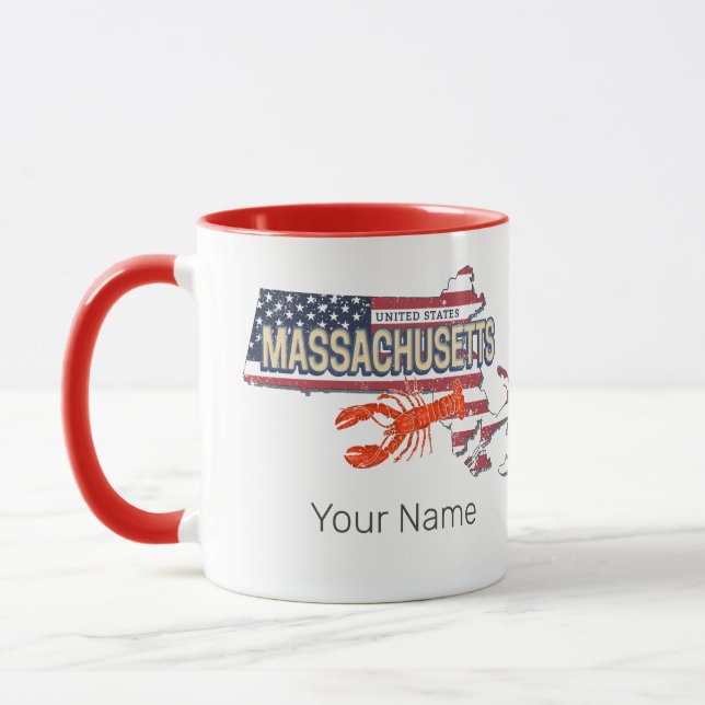 Caneca Massachusetts United States Retro Map Vintage EUA (Esquerda)