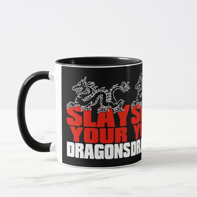 Caneca MASSACRE SEUS DRAGÕES, para fãs de Jordão Peterson (Esquerda)