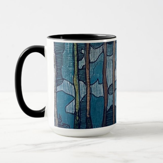 Caneca Mata de café branca e azul (Esquerda)