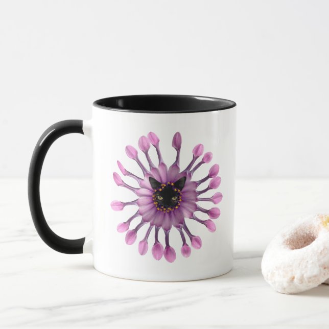 Caneca Mata de Flor de Gato Preto (Com Donut)