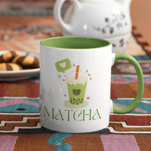 Caneca Matcha Boba Tea (Criador carregado)