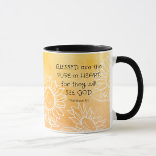Caneca Mateus 5:8 Bíblia de bênção Verso e Oração