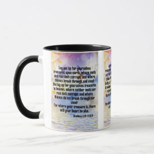 Caneca Mateus 6:19-21 KJV Escritura de Bíblia Pic Dois-To