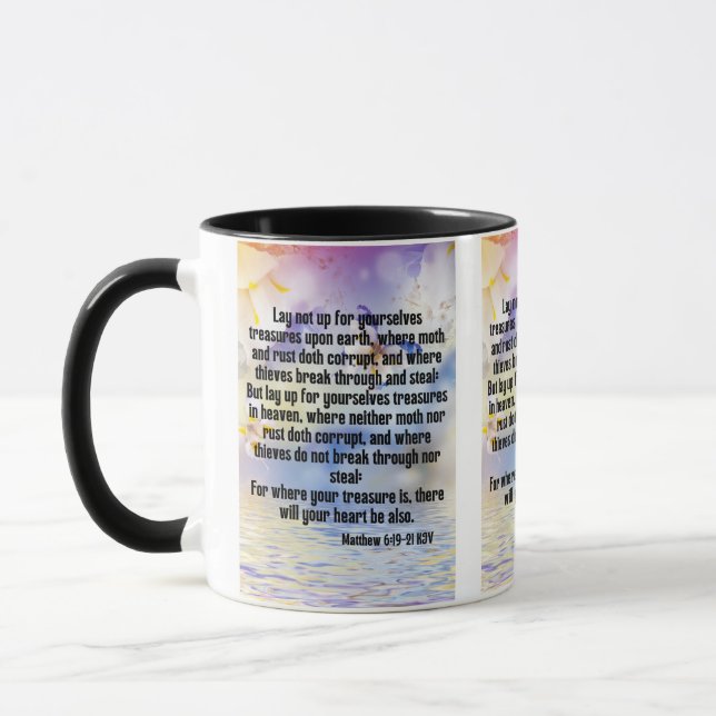 Caneca Mateus 6:19-21 KJV Escritura de Bíblia Pic Dois-To (Esquerda)