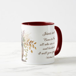 Caneca Matthew 11:28 Jesus disse, venha a mim Bíblia Vers