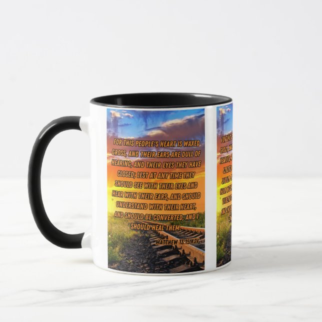 Caneca Matthew 13:15 KJV Bíblia Verso Pic Dois Tons (Esquerda)