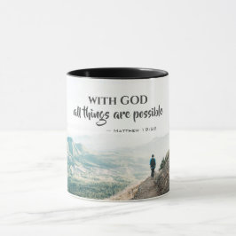 Caneca Matthew 19:26 Com Deus, todas as coisas são possív
