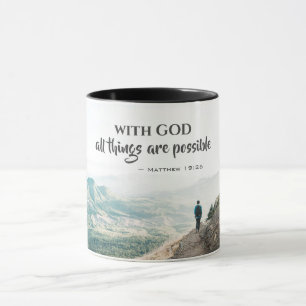 Caneca Matthew 19:26 Com Deus todas as coisas são possíve