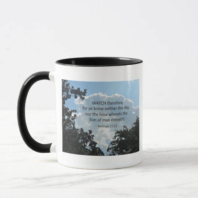 Caneca Matthew 25:13 Assista, pois sabe.... (Esquerda)
