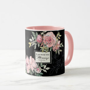 Caneca Matthew 28:20 Estou Com Você Flores Sempre Rosa