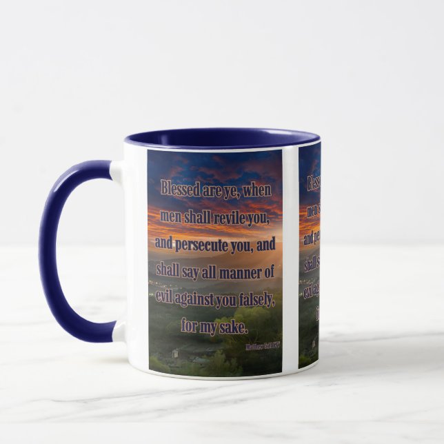Caneca Matthew 5:11 KJV Bíblia Verso Pic Dois Tons (Esquerda)