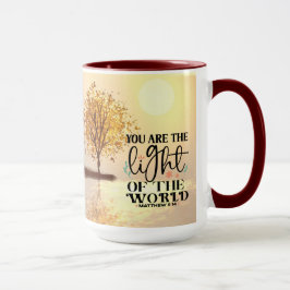 Caneca Matthew 5:14 Você é a Luz da Bíblia Mundial