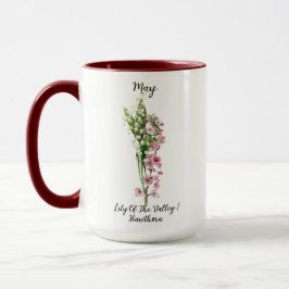 Caneca May Birth Flower Lily of the Valley and Hawthorn
