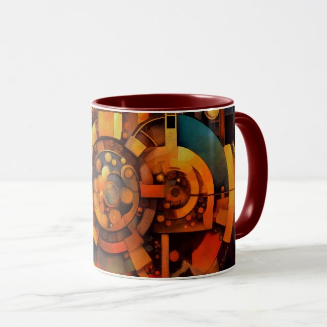 Caneca Mecanismo Solar Steampunk Abstrato (Frente Esquerda)