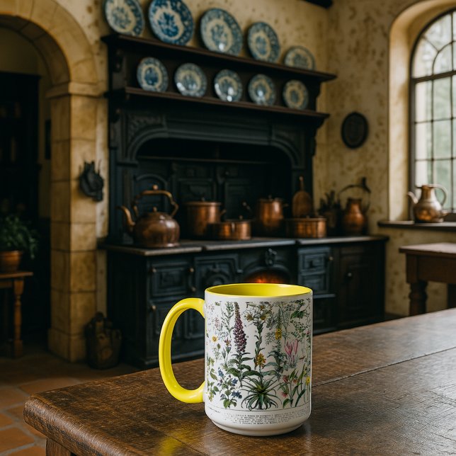 Caneca Medicinal Plants & Flowers by Adolphe Millot (Criador carregado)