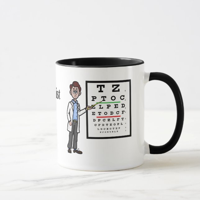 Caneca Médico dos Olhos Masculinos e Nome do Gráfico de O (Direita)