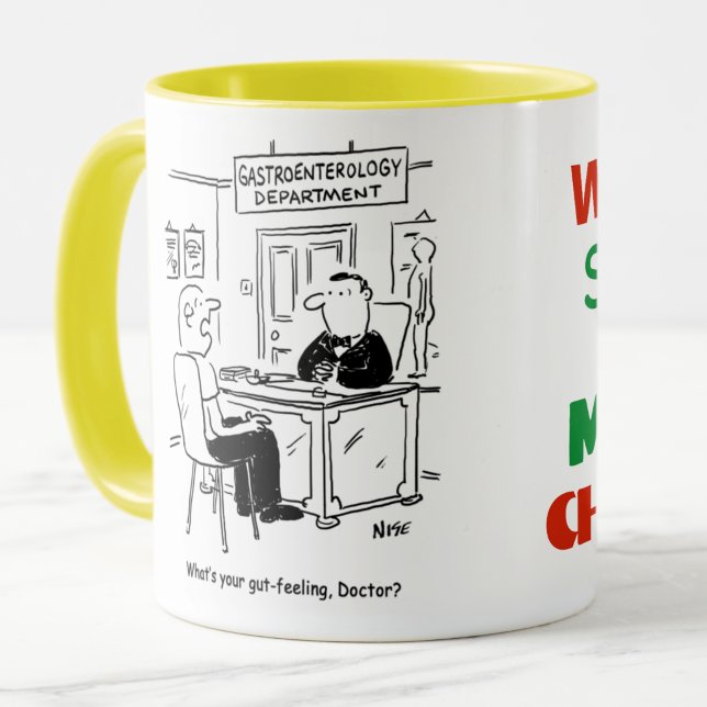 Caneca Médico e Paciente na Sala do Médico - Intuição (Doctor and Patient Joke)