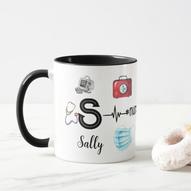 Caneca Médico Personalizado Estetoscópio de Enfermeira Mo (Com Donut)