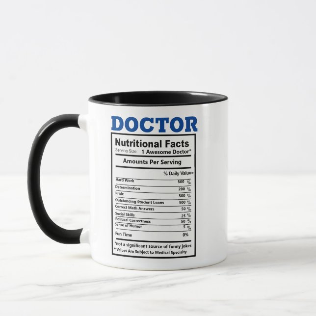Caneca Médico Piadas Fatos Nutricionais Fatos Médicos Fun (Esquerda)
