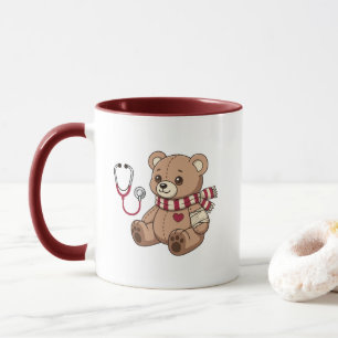 Caneca Médico Urso de Pelúcia Estetoscópio