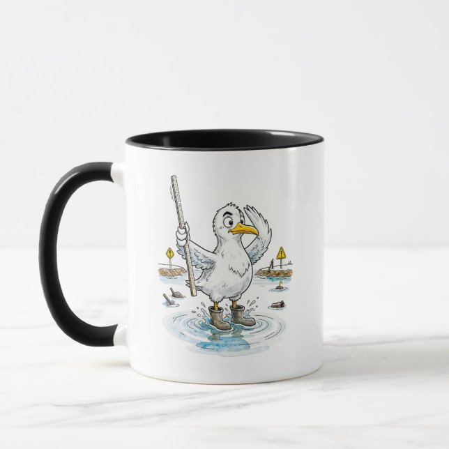 Caneca Medidor de Enchente do Pássaro Cômico Dever (Esquerda)