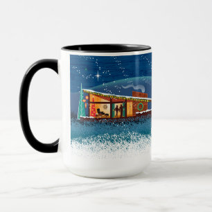 Caneca Médio Século Moderno Casas da Cena de Natal Mug