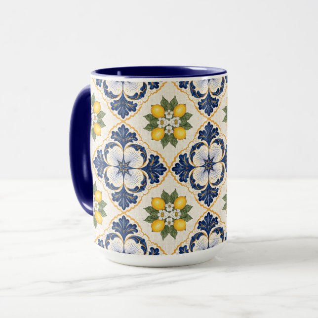 Caneca Mediterranean Lemon Tile Italian Talavera (Frente Esquerda)