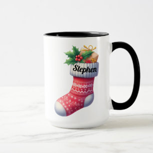 Caneca Meia de Natal Nórdica Vermelha