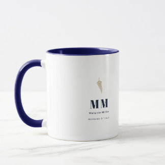 Caneca Meia-Noite Chic Botânico Samambaia Nome Personaliz